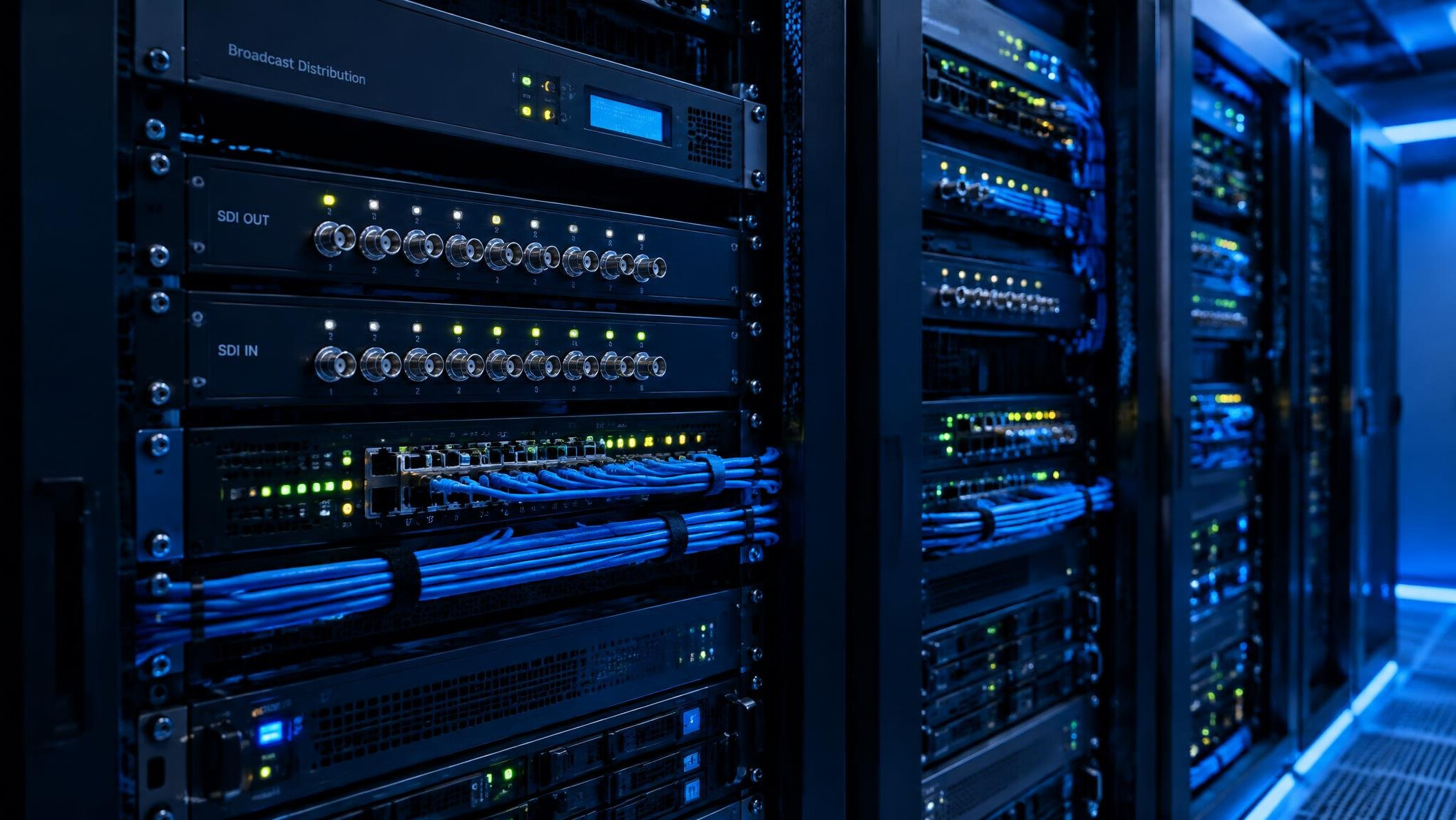 Broadcast distribution server racks